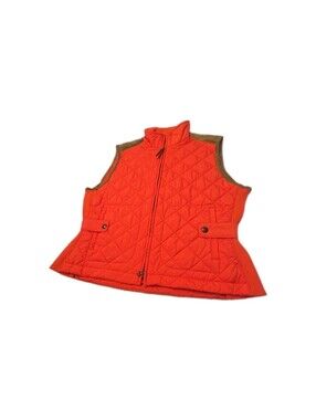 Ralph Lauren Sport Women's XL Orange Quilted Full Zip Vest